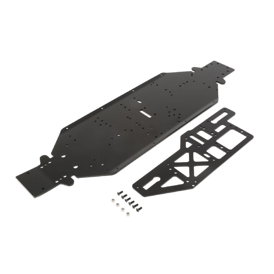 Losi Chassis w/Brace plate, 4mm, Black: DBXL-E