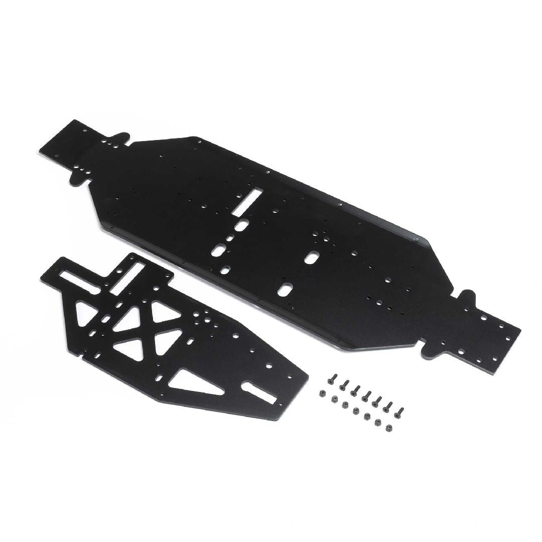 Losi Chassis w/Brace Plate, 4mm, Black: DBXL 2.0
