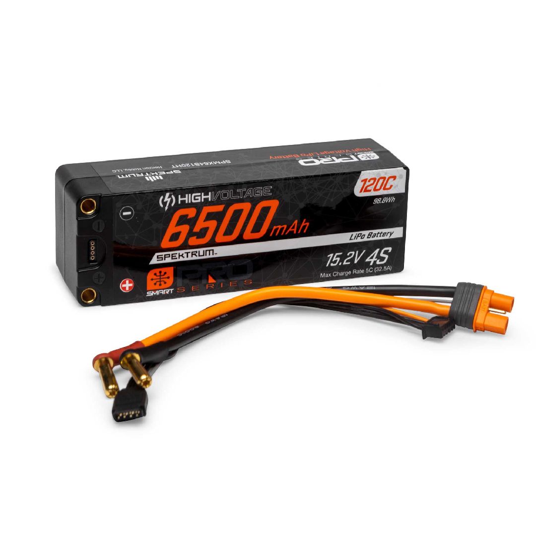 Spektrum 6500mAh 4S 15.2V Smart Pro Race HV LiPo 120C: 5mm