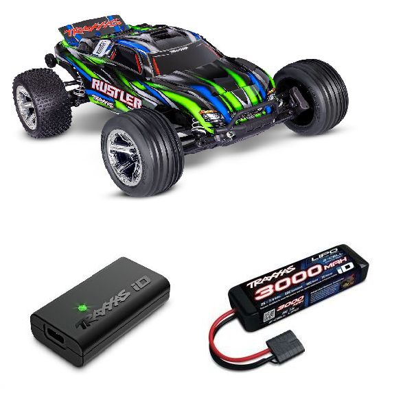 Traxxas 1/10 Rustler BL-2S 2wd RTR - Green w/ Charger & Battery